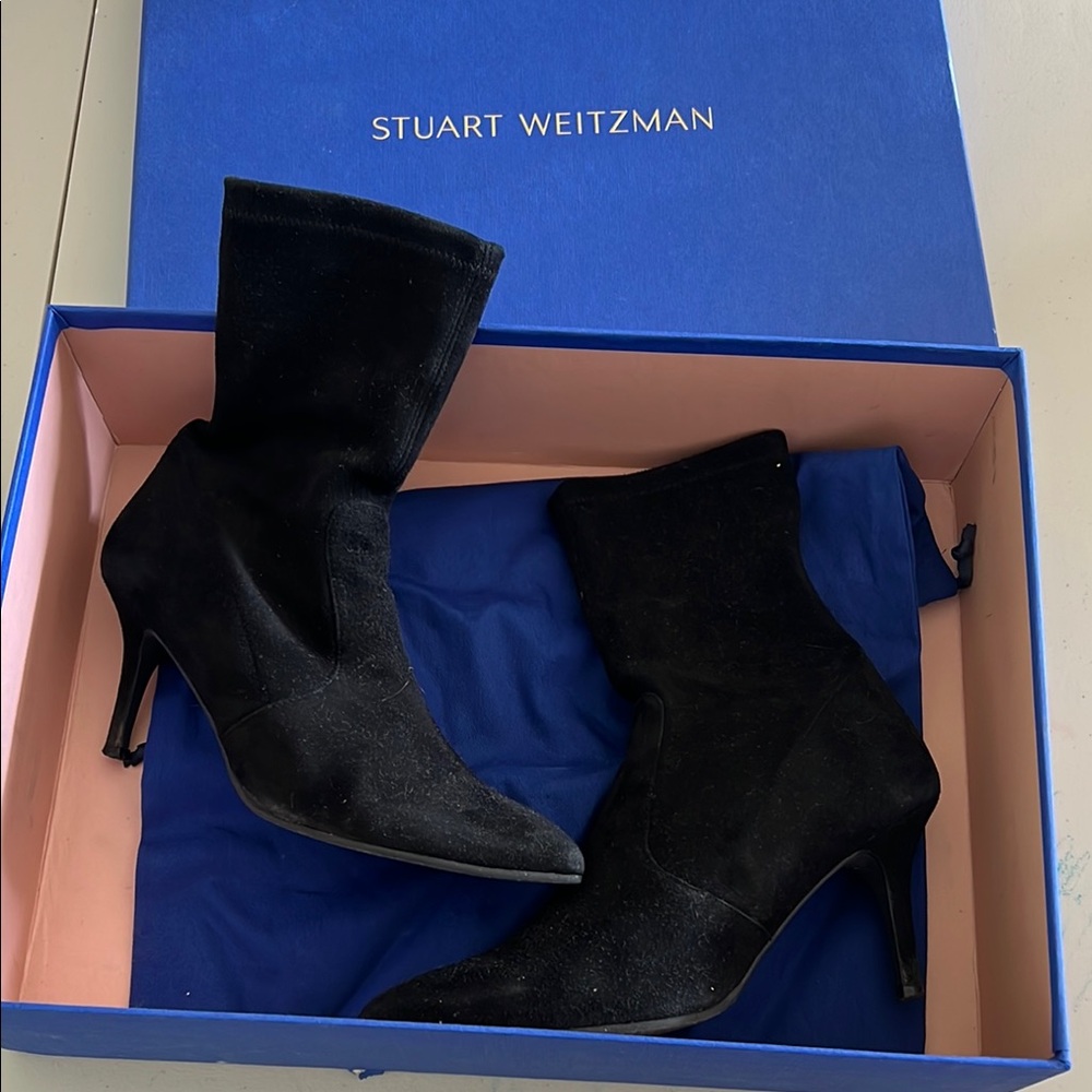 Stuart Weitzman Black Heeled Boots with Stiletto Heel